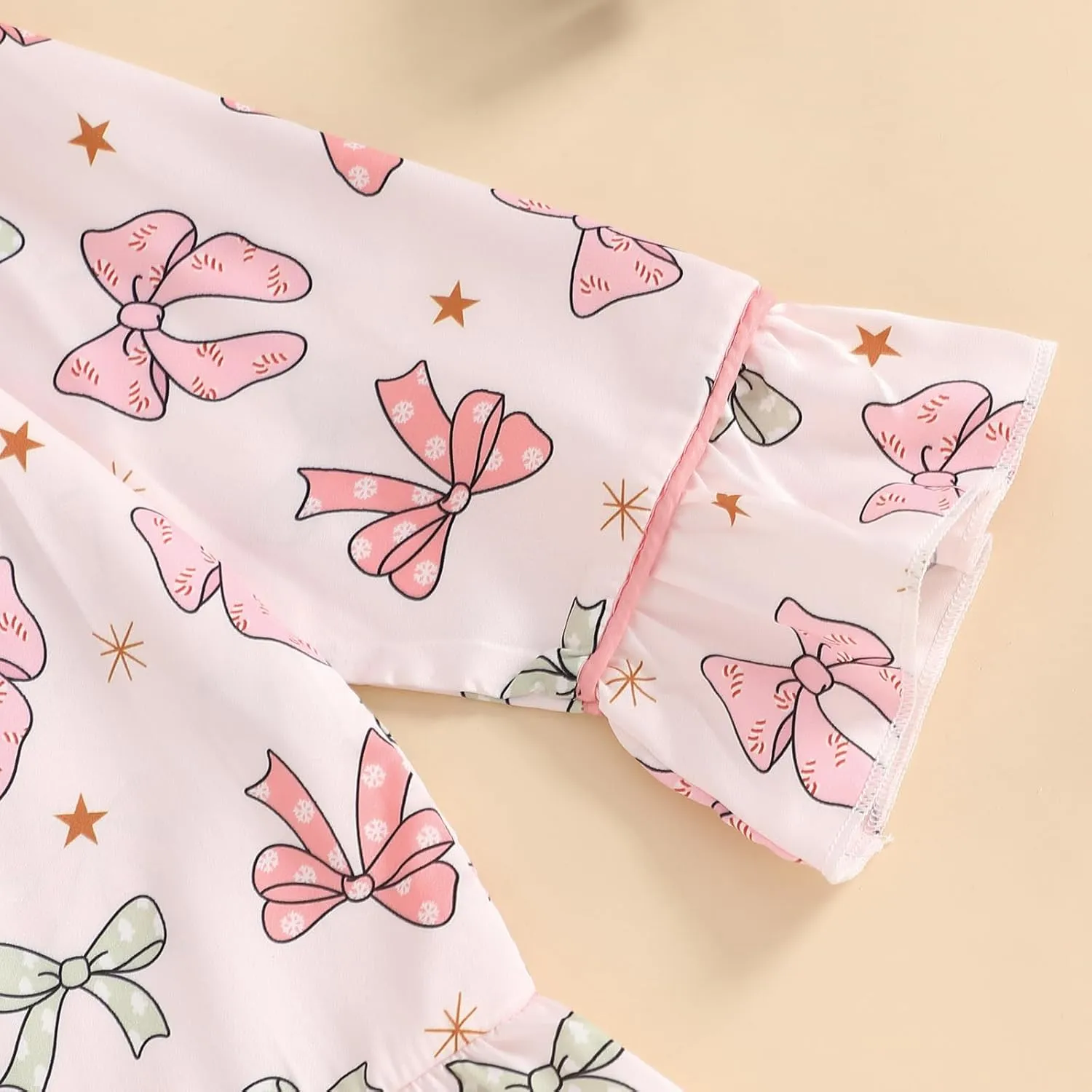 Multitrust Baby Girls Ruffled Cotton Pajamas Set Long Sleeve Button Down Shirts and Flared Pants Matching Pj Sets Sleepwear