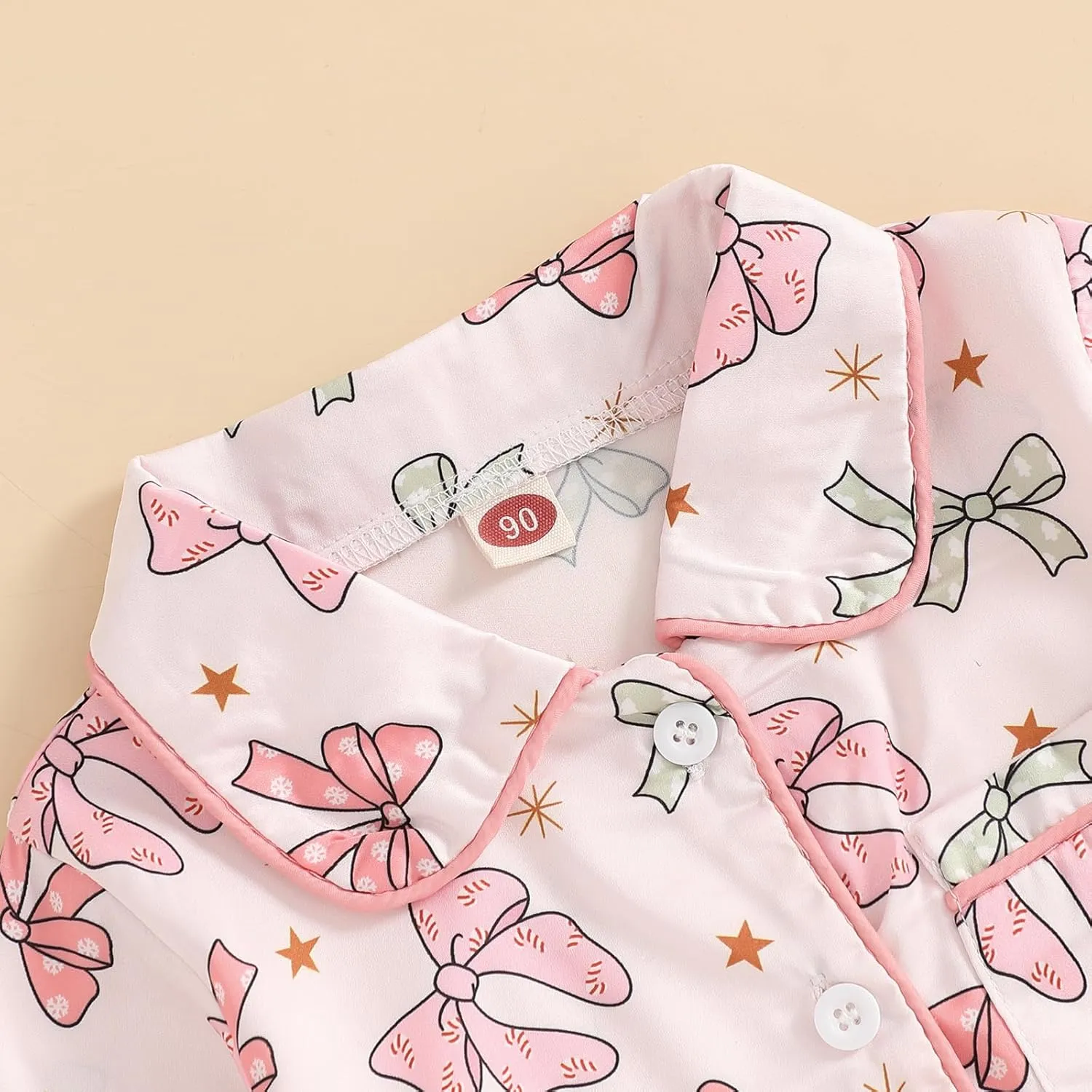 Multitrust Baby Girls Ruffled Cotton Pajamas Set Long Sleeve Button Down Shirts and Flared Pants Matching Pj Sets Sleepwear