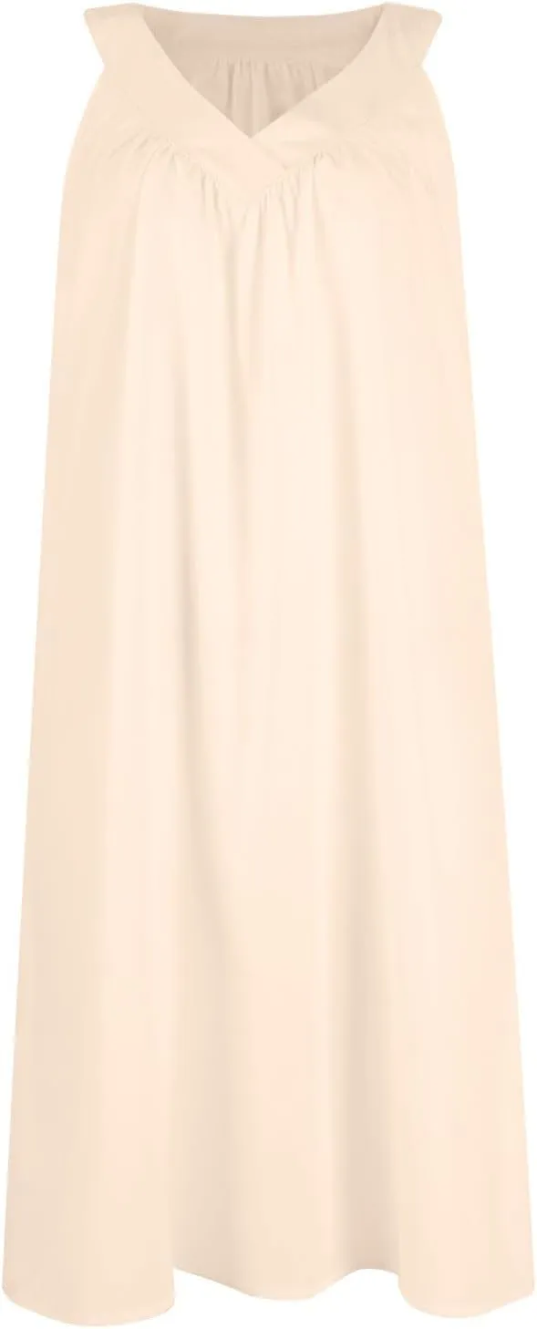 Nightgown for Women Fashion Sleeveless V-Neck Sundress Comfortable Lightweight Sleep Dress Loose Fit Casual A Line Dress