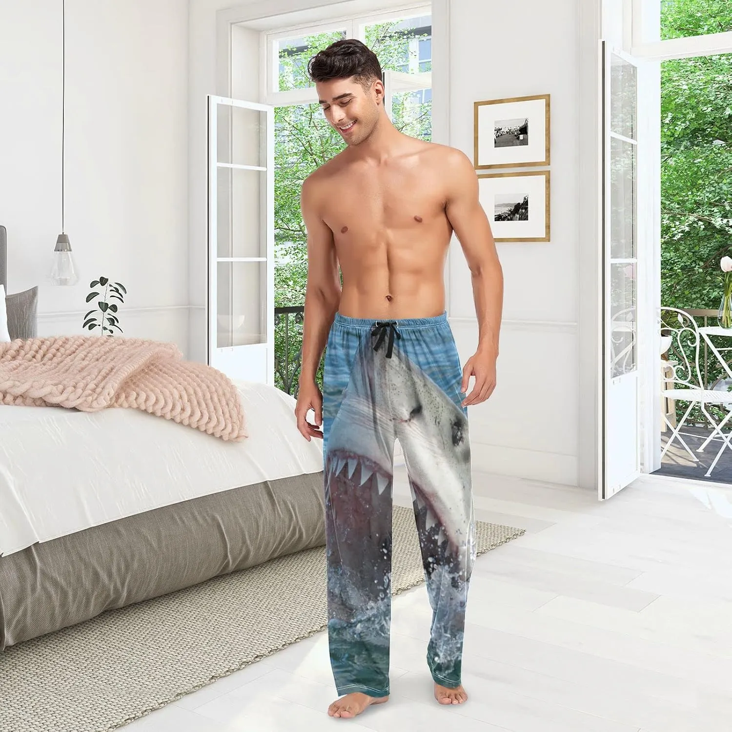 Ocean Great White Shark Men's Pajama Pants Sleepwear Lounge Pajama Bottoms