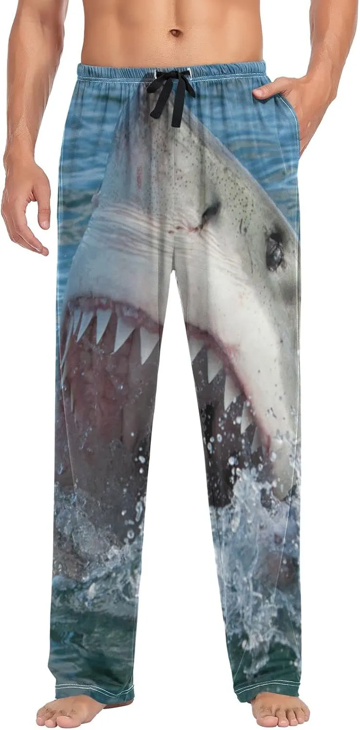 Ocean Great White Shark Men's Pajama Pants Sleepwear Lounge Pajama Bottoms