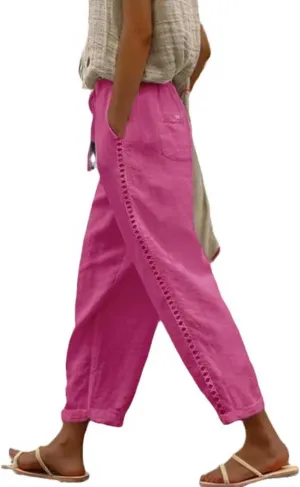 Orwya Pants Women, Olzeep Striped Pants, Linen Pants Women, Olzeep Classy Striped Side Pocket Pants