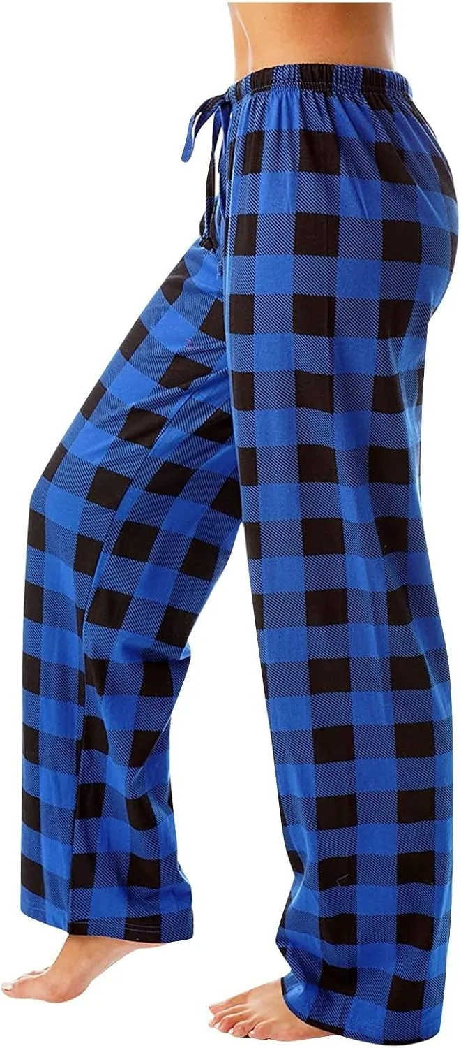 Pajamas Pants for Women Women's Buffalo Plaid Print Fuzzy Pajama Pants Casual Trendy Loungewear Sleep Pants