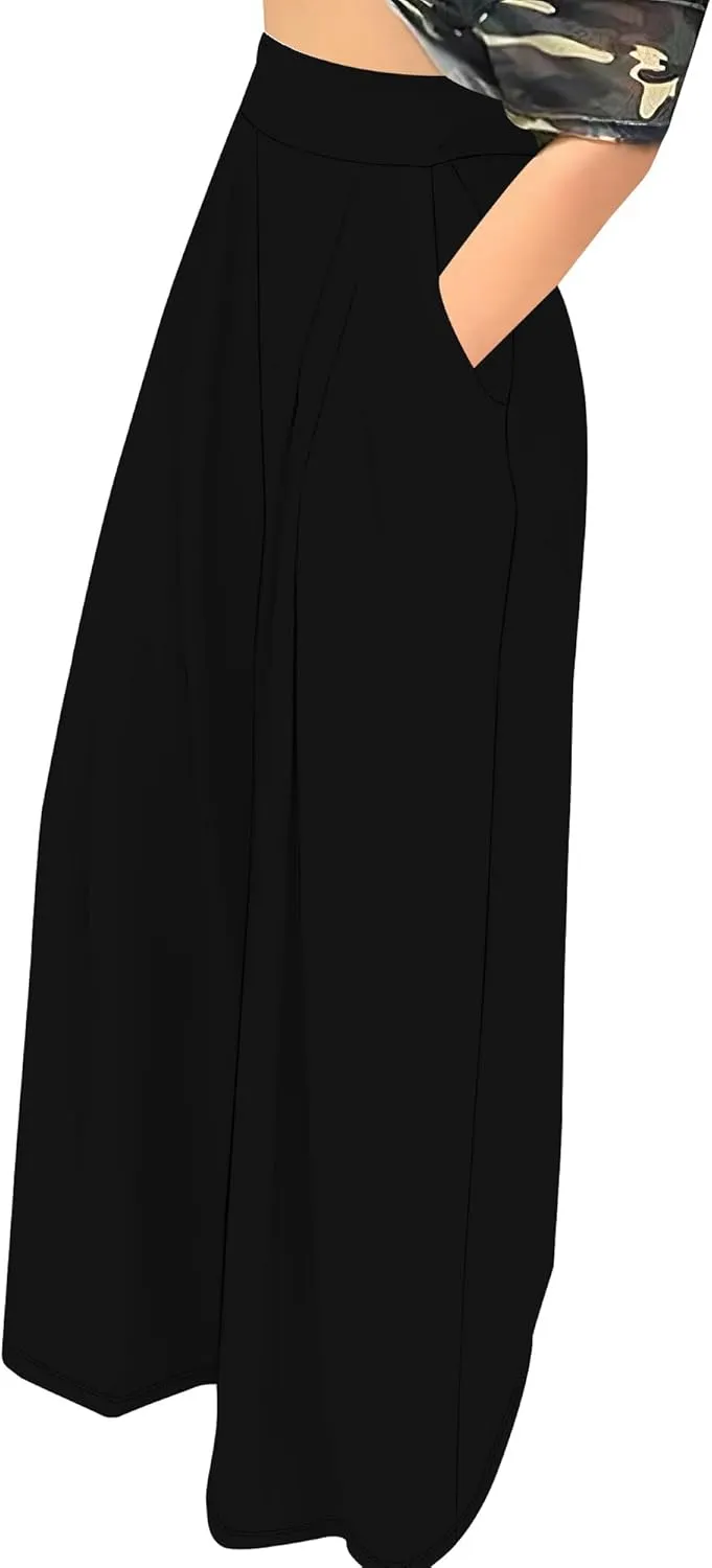 Palazzo Pants for Women Flowy Wide Leg High Waisted Trousers Long Dressy Bottoms