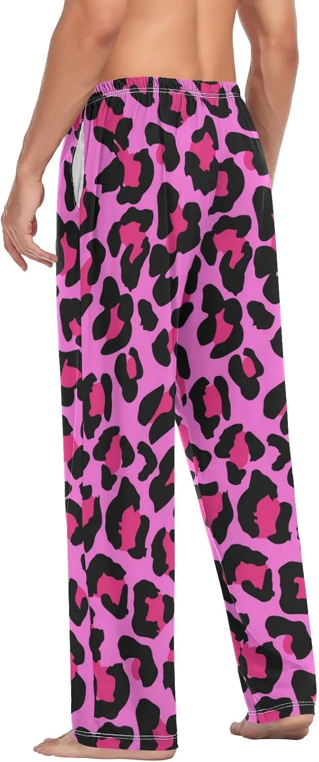 Pink Leopard Print Men's Pajama Pants Sleepwear Lounge Pajama Bottoms