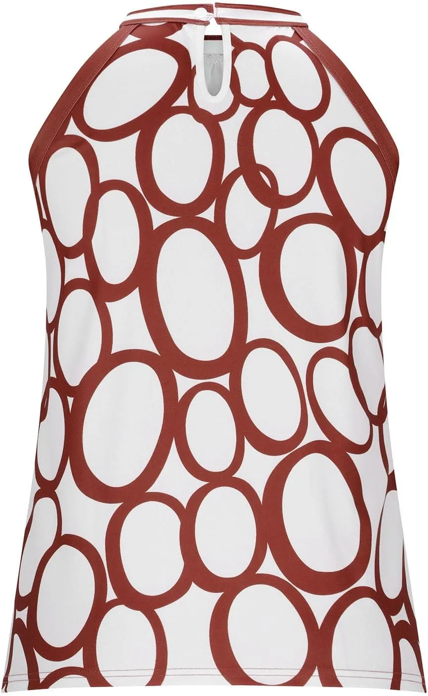 Plus Size Tank Tops for Women Dressy Casual Printed Halter Camisoles Sleeveless Summer Office Lady Tunic Blouse