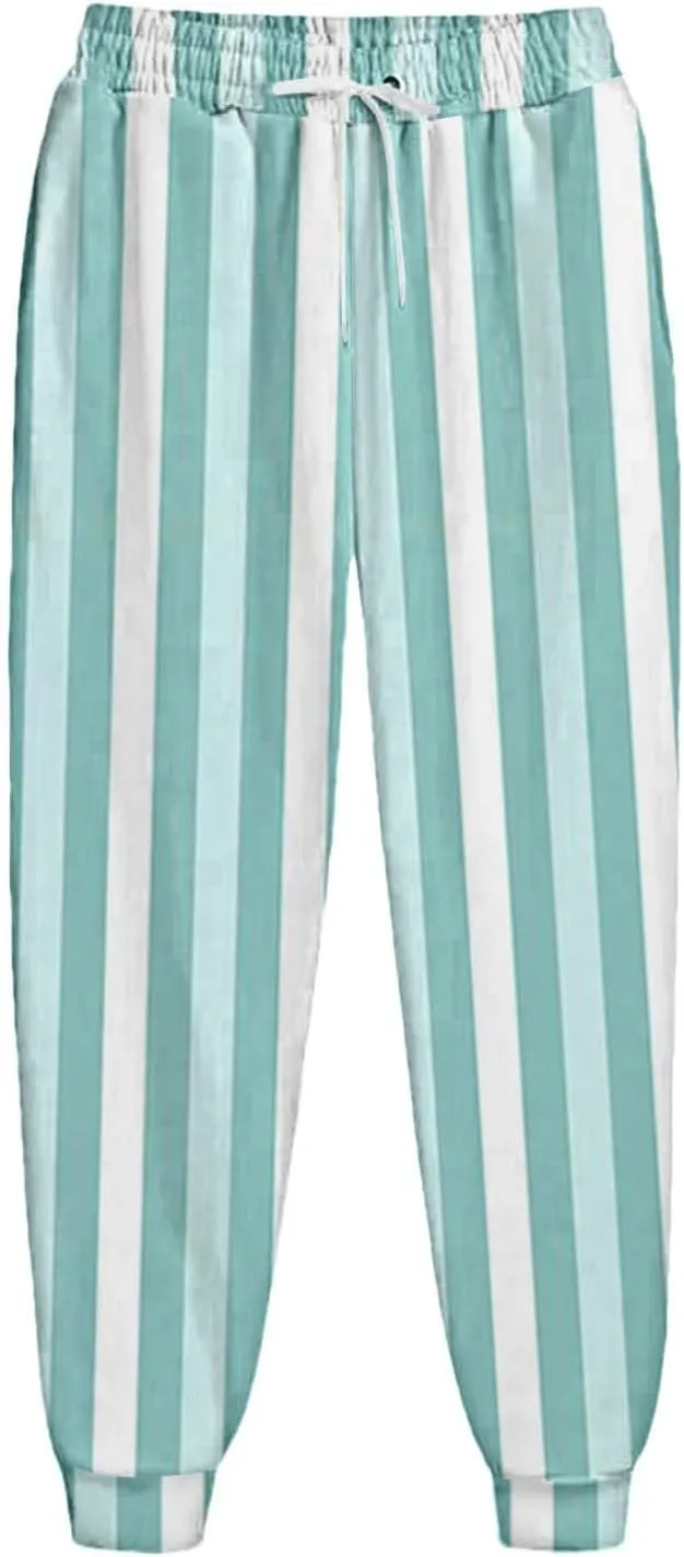 Printed Drawstring Baggy Trousers Elastic Waisted Pants Women High Waisted Color Block Straight Leg Pants with Pockets