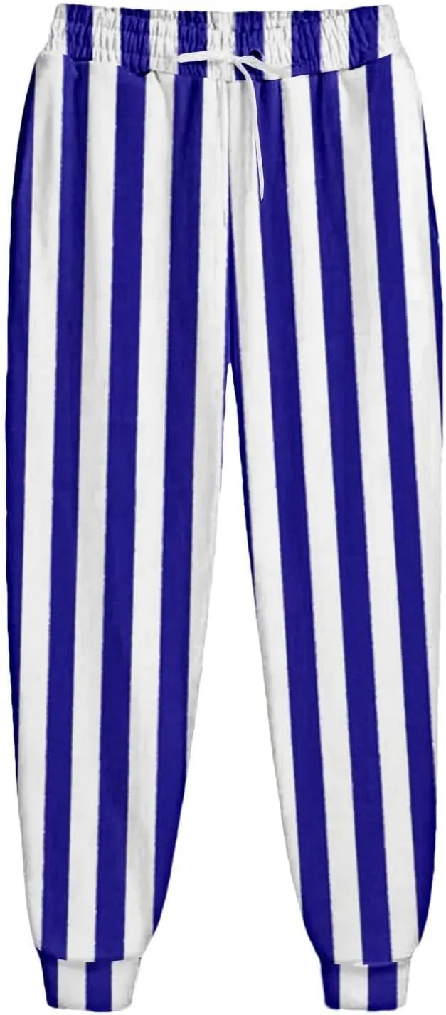 Printed Drawstring Baggy Trousers Elastic Waisted Pants Women High Waisted Color Block Straight Leg Pants with Pockets