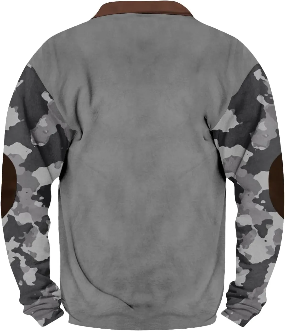 Quarter Zip Pullover Men Long Sleeve Camo Casual Sweatshirt 2024 Winter Henley Neck Plus Size Loose Pullover Tops