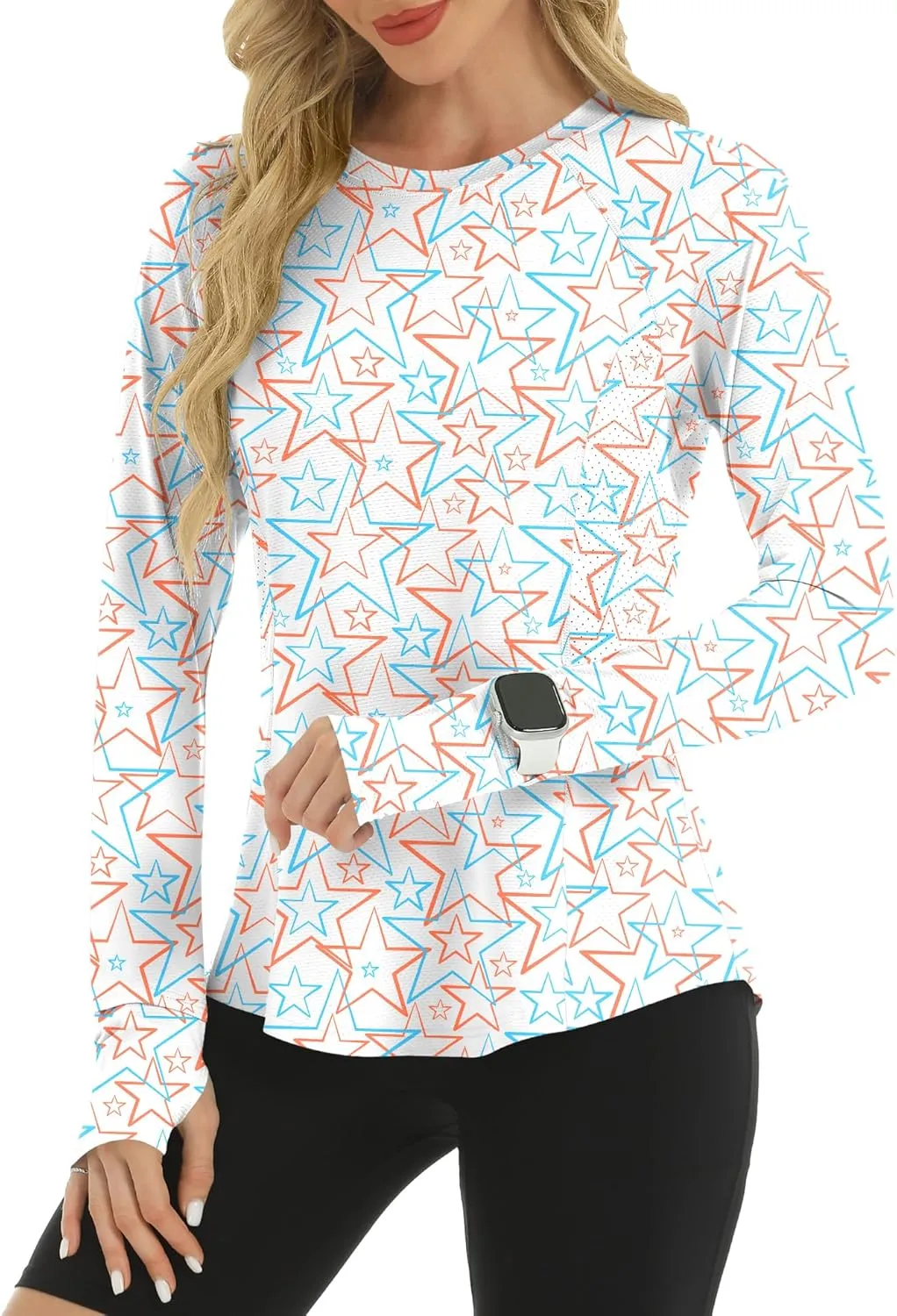 Rapbin Women's UPF 50  UV Shirts Long Sleeve Workout Tops Quick Dry Lightweight Sun Shirts for Hiking Outdoor Rash Guard