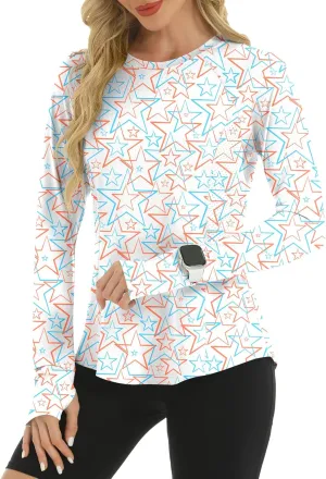 Rapbin Women's UPF 50  UV Shirts Long Sleeve Workout Tops Quick Dry Lightweight Sun Shirts for Hiking Outdoor Rash Guard