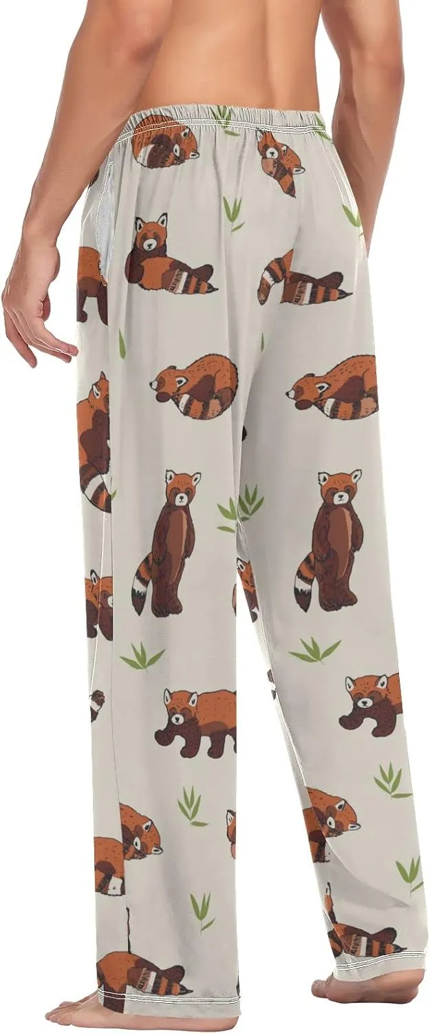 Red Panda Grass Pattern Men's Pajama Pants Sleepwear Lounge Pajama Bottoms