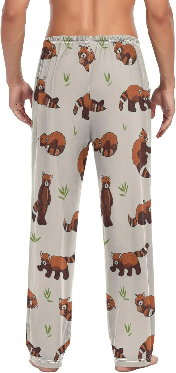 Red Panda Grass Pattern Men's Pajama Pants Sleepwear Lounge Pajama Bottoms