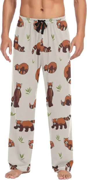 Red Panda Grass Pattern Men's Pajama Pants Sleepwear Lounge Pajama Bottoms