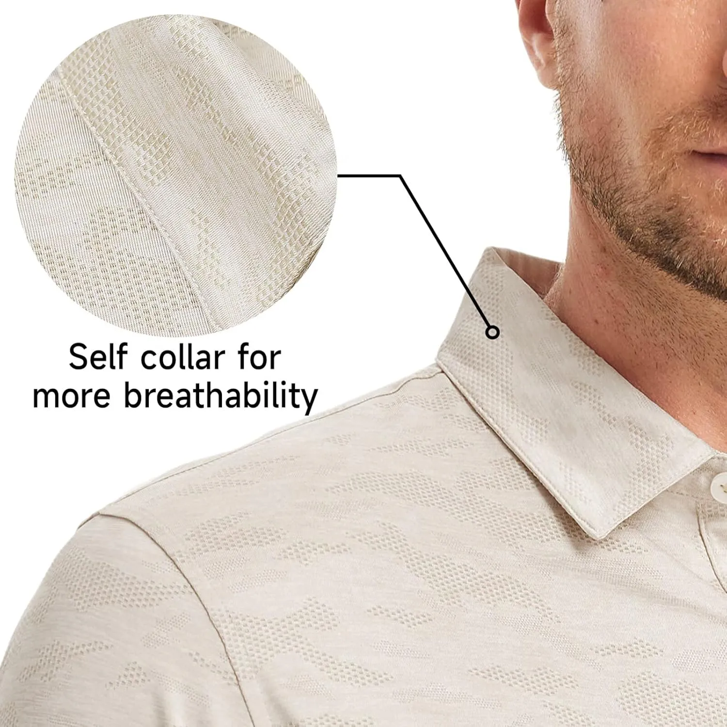 Rouen Polo Shirts for Men Moisture Wicking Quick Dry Lightweight Jacquard Performance Polo Shirts Casual Collared Golf Shirts