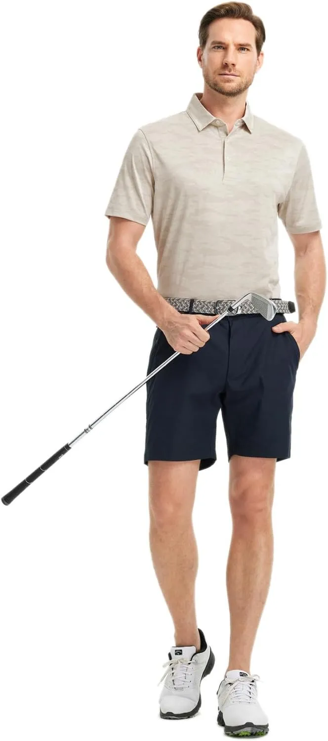 Rouen Polo Shirts for Men Moisture Wicking Quick Dry Lightweight Jacquard Performance Polo Shirts Casual Collared Golf Shirts
