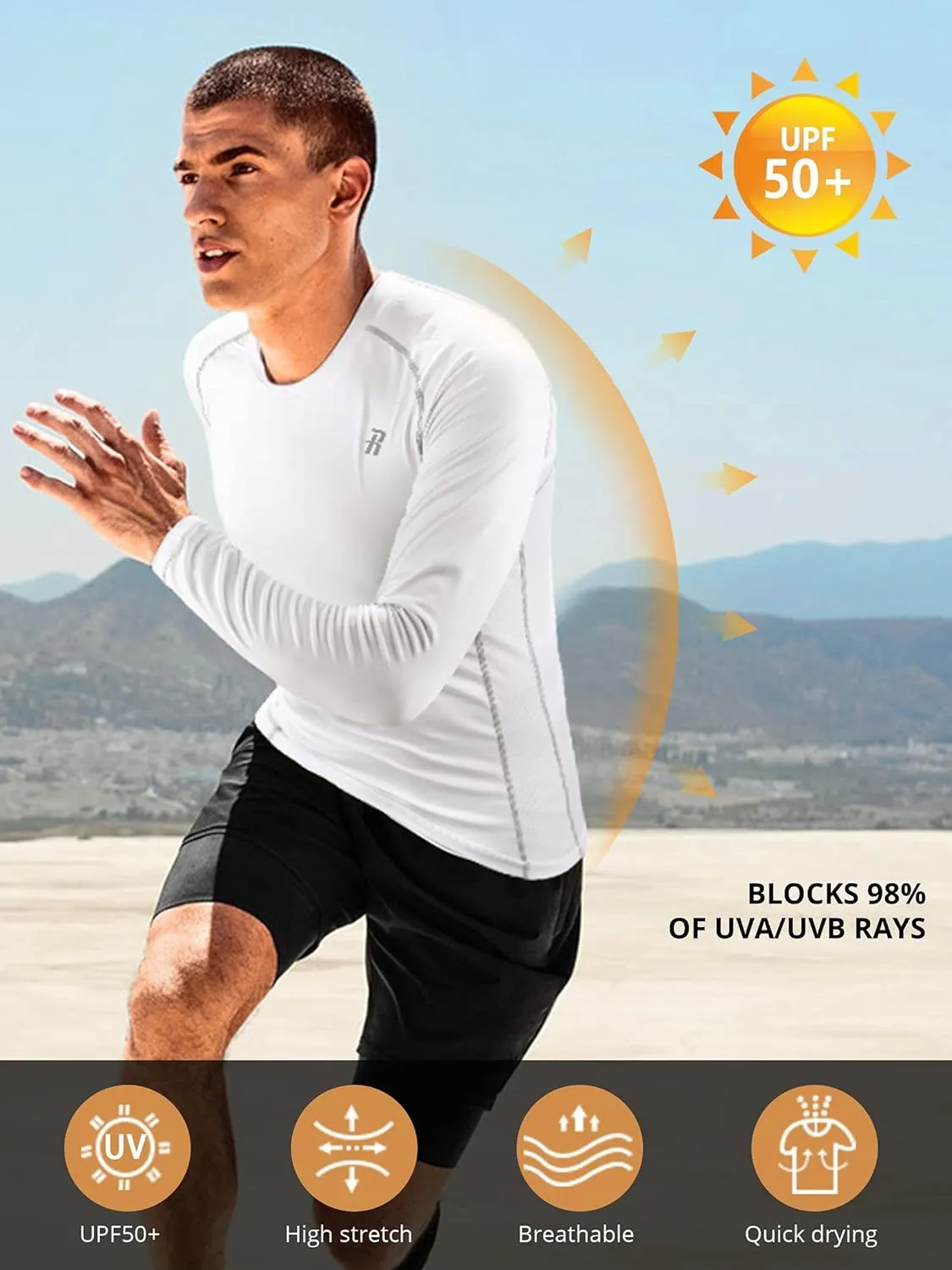 Runhit Compression Shirts for Men Long Sleeve Cool Dry Athletic Workout Tee Shirts Fishing Sun Shirts Sports Thermal Tights