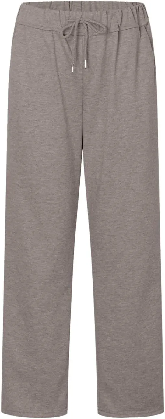 Rvidbe Women's Sweatpants with Pockets,Winter Fleece Lined Comfy Warm Baggy Pants Drawstring High Waist Wide Leg Lounge Pants