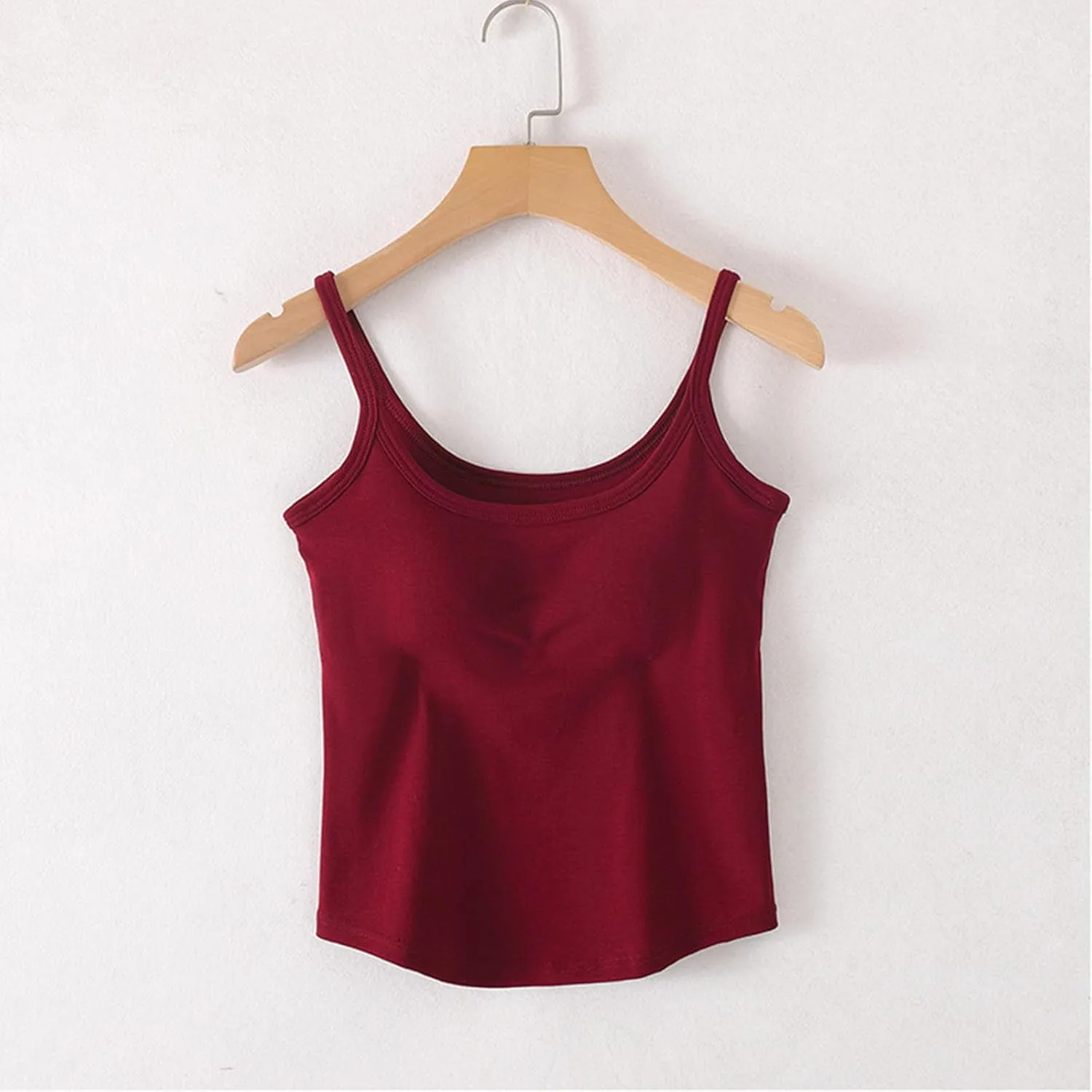 Seamless Sports Bra Cropped Tank Top for Women Spaghetti Straps Workout Tops Ribbed Cami Shirts Undershirt