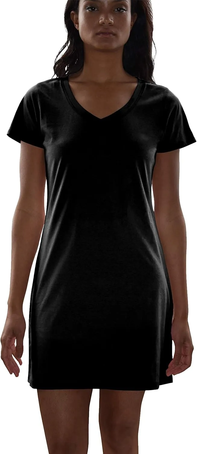 Sexy Basics Women's Cotton Soft V-Neck Sleepwear Shirt/Nightwear Shirt -Multi Pack