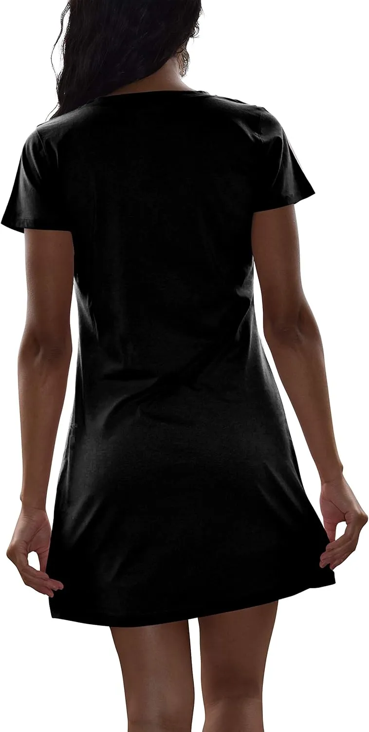 Sexy Basics Women's Cotton Soft V-Neck Sleepwear Shirt/Nightwear Shirt -Multi Pack