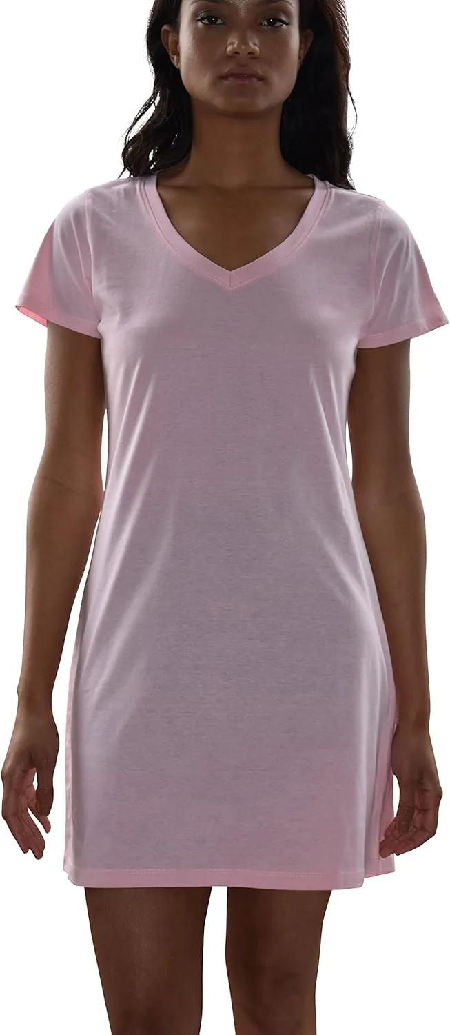 Sexy Basics Women's Cotton Soft V-Neck Sleepwear Shirt/Nightwear Shirt -Multi Pack