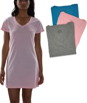 Sexy Basics Women's Cotton Soft V-Neck Sleepwear Shirt/Nightwear Shirt -Multi Pack