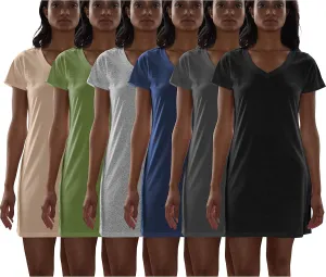 Sexy Basics Women's Cotton Soft V-Neck Sleepwear Shirt/Nightwear Shirt -Multi Pack