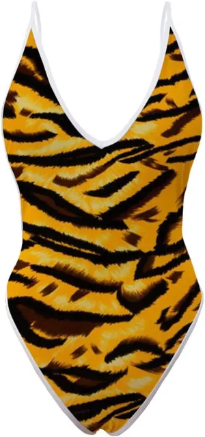 Sexy One Piece Swimsuits for Women Plunge Deep V Neck Backless Bathing Suits Print Halter Tummy Control Swimwear