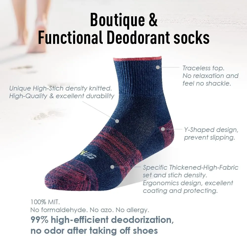 sNug Athletic Sport Socks Anti Odor Moisture Absorption Quick-Dry Performance Crew Ankle Low Cut 6 Pair