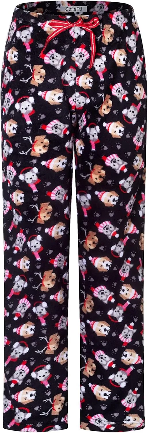 SofiePJ Women's Warm Plush Soft Dimple Fleece Pajama Gift Set