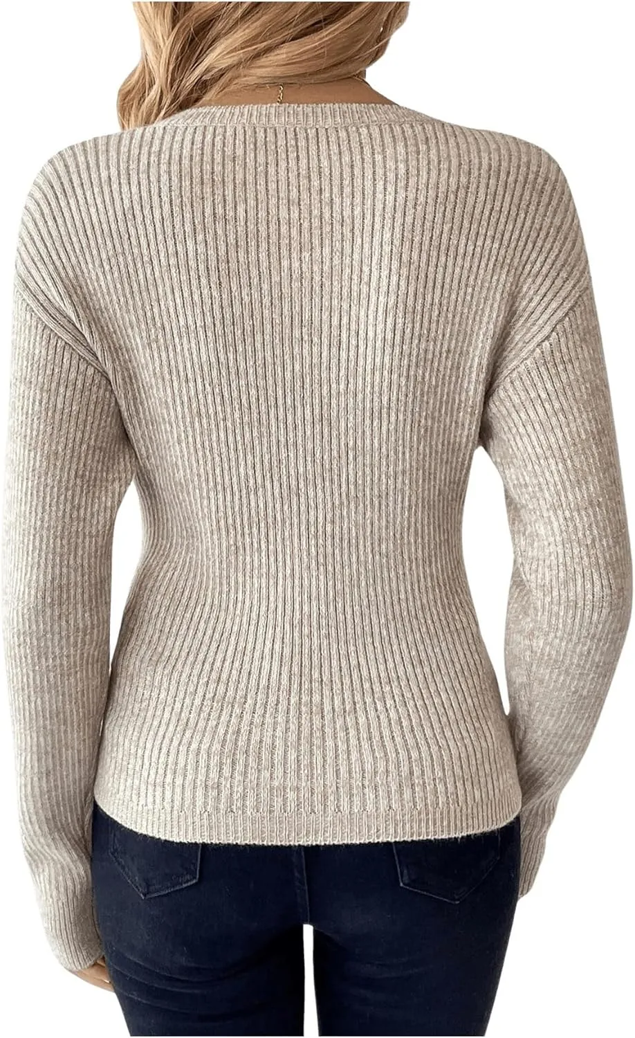 SOLY HUX Women's V Neck Long Sleeve Off Shoulder Sweaters Criss Cross Wrap Ruched Pullover Fall Tops