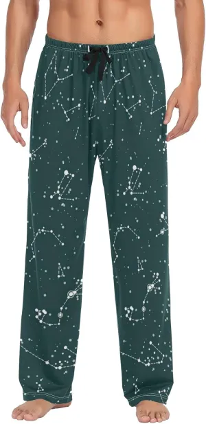 Star Constellation Green Astronomy Men's Pajama Pants Sleepwear Lounge Pajama Bottoms