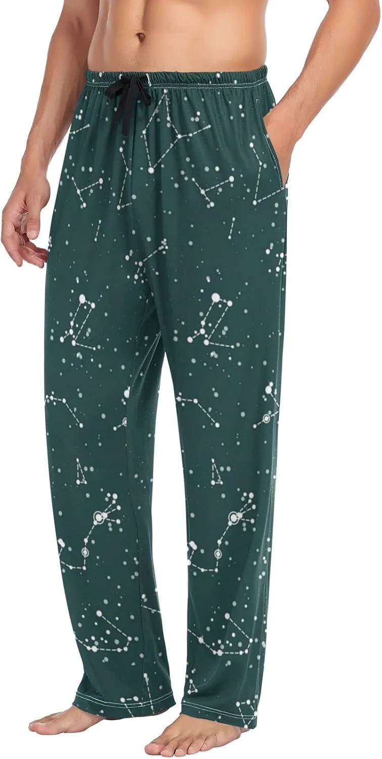 Star Constellation Green Astronomy Men's Pajama Pants Sleepwear Lounge Pajama Bottoms