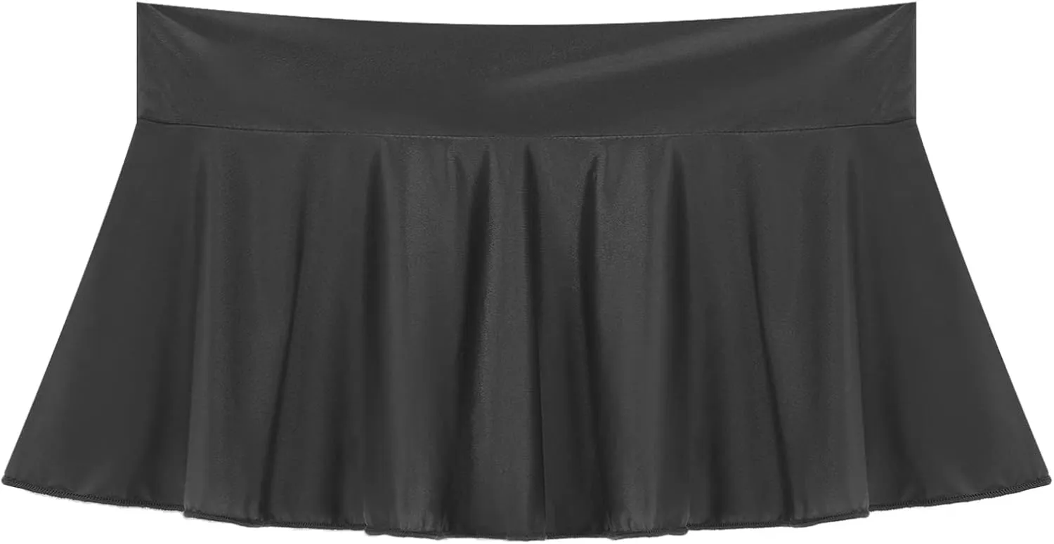 Sxiwei Woman's Micro Mini Sexy A-line Skirt Flared Pleated School Girl Cosplay Role Play Lingerie
