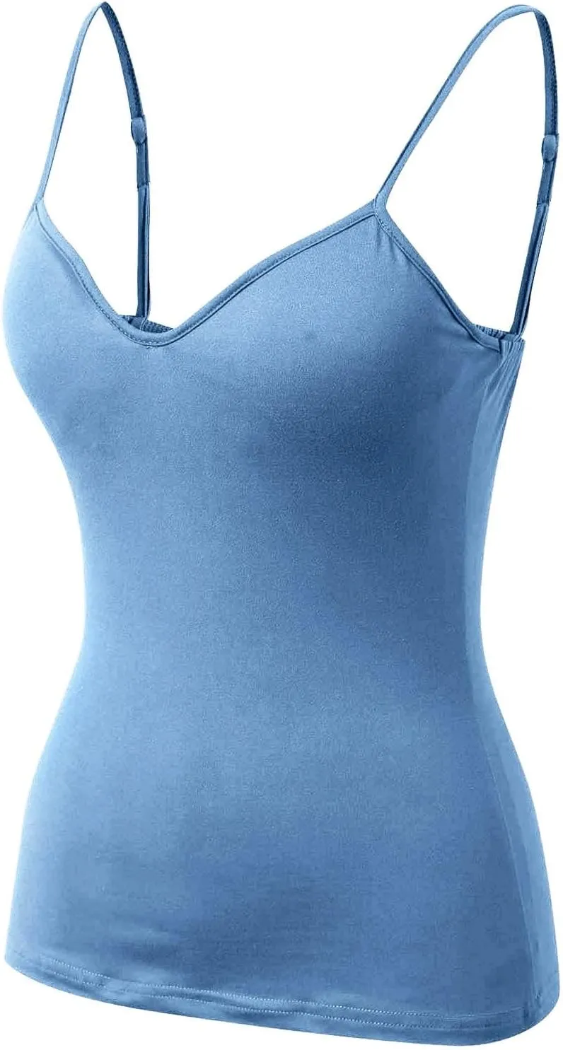 Tank Top for Women Shelf Bra Adjustable Strap Camisole Basic Padded Cotton Cami Shirts