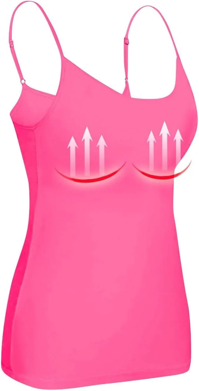 Tank Top with Built in Bra for Women Adjustable Spaghetti Strap Shelf Bra Camisole Tops Cotton Undershirts Cami