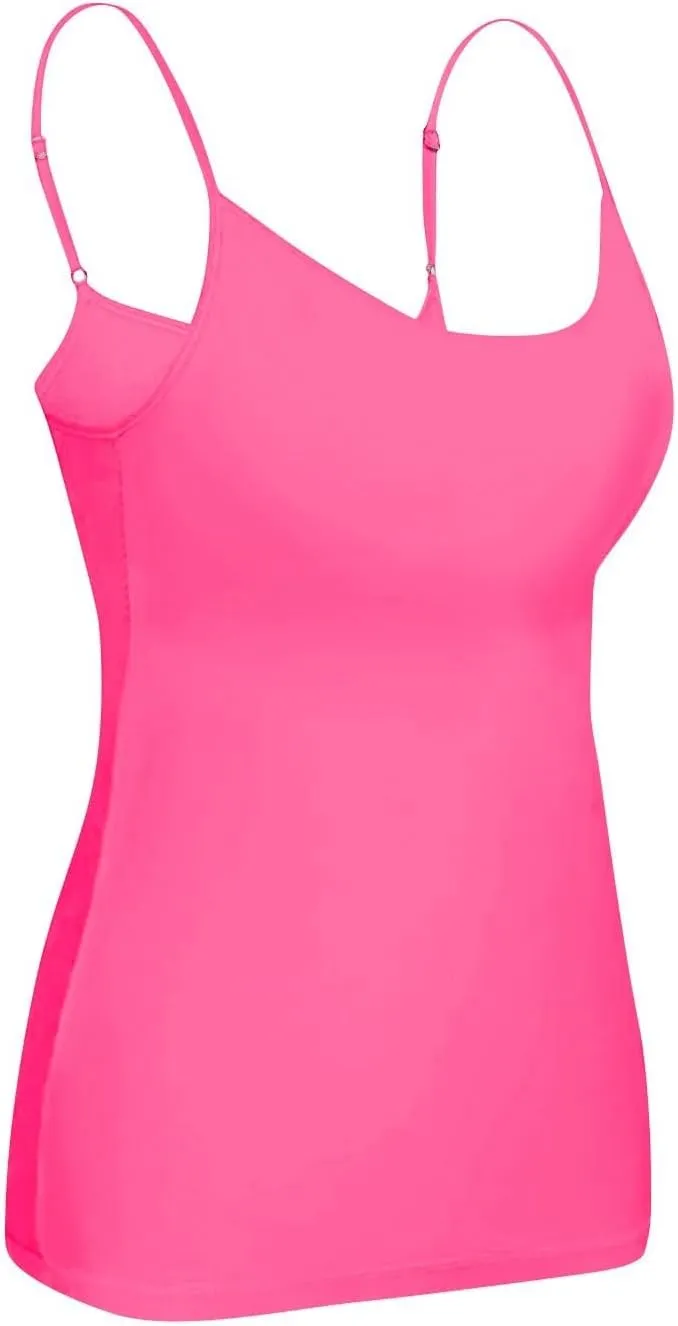 Tank Top with Built in Bra for Women Adjustable Spaghetti Strap Shelf Bra Camisole Tops Cotton Undershirts Cami