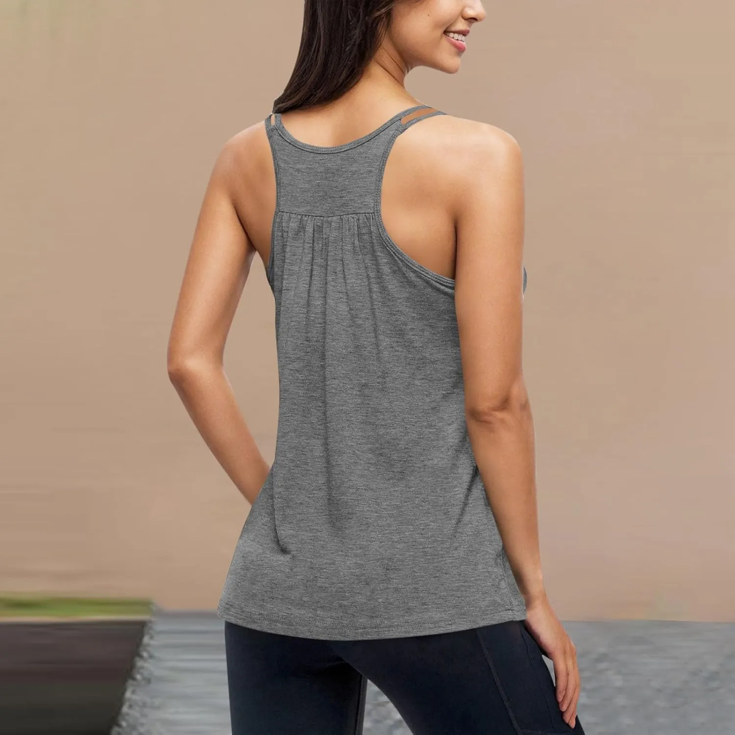 Tank Top with Built in Bra for Women Sports Cute Cami Shirts Summer Workout Camisoles Sleeveless Under Clothes