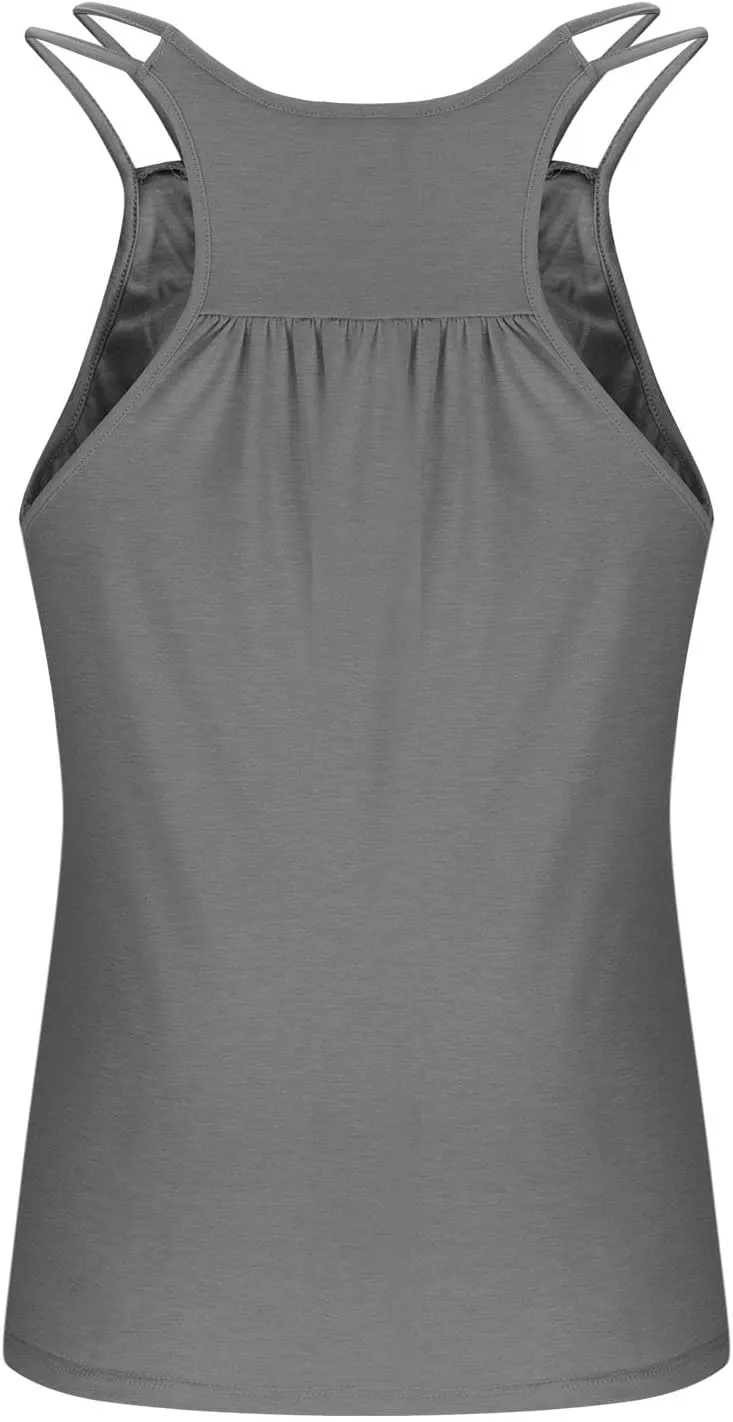 Tank Top with Built in Bra for Women Sports Cute Cami Shirts Summer Workout Camisoles Sleeveless Under Clothes