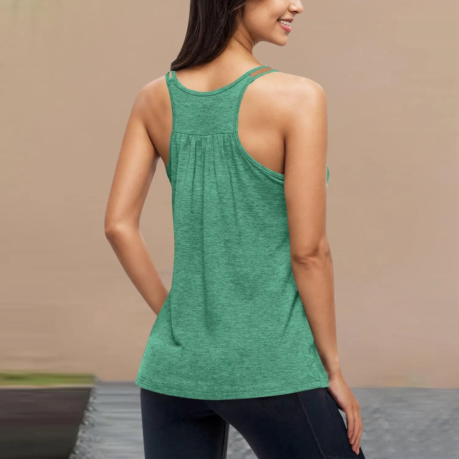 Tank Top with Built in Bra for Women Sports Cute Cami Shirts Summer Workout Camisoles Sleeveless Under Clothes