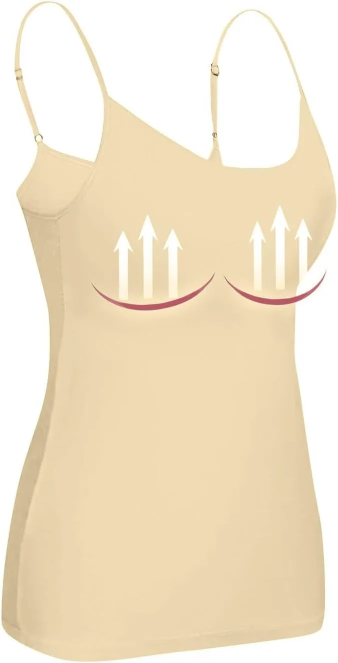 Tank Top with Built in Bra for Women Wide Strap Workout Lingerie Camisoles Slim Fit Basic Athletic Shelf Bra