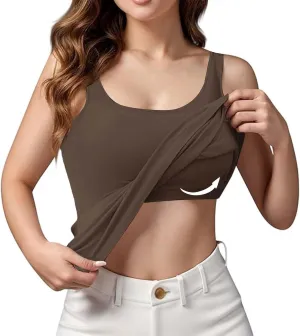 Tank Tops with Built in Bras for Women Sports Cute Cami Workout Plus Size Camisoles Spaghetti Strap Under Clothes