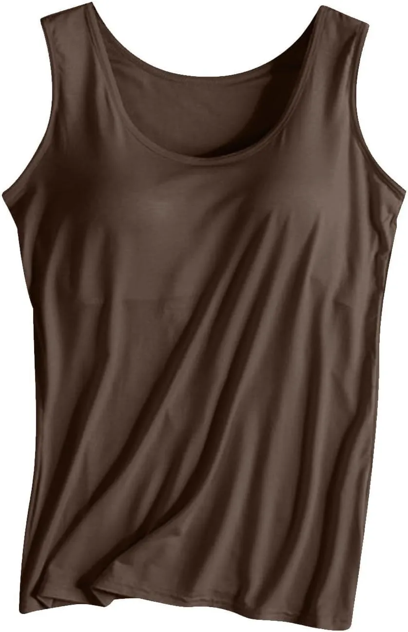 Tank Tops with Built in Bras for Women Sports Cute Cami Workout Plus Size Camisoles Spaghetti Strap Under Clothes