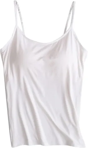 Tank Tops with Built in Bras Padded Cropped Casual Workout Shirts Spaghetti Strap Yoga Tank Tops Summer Camisoles