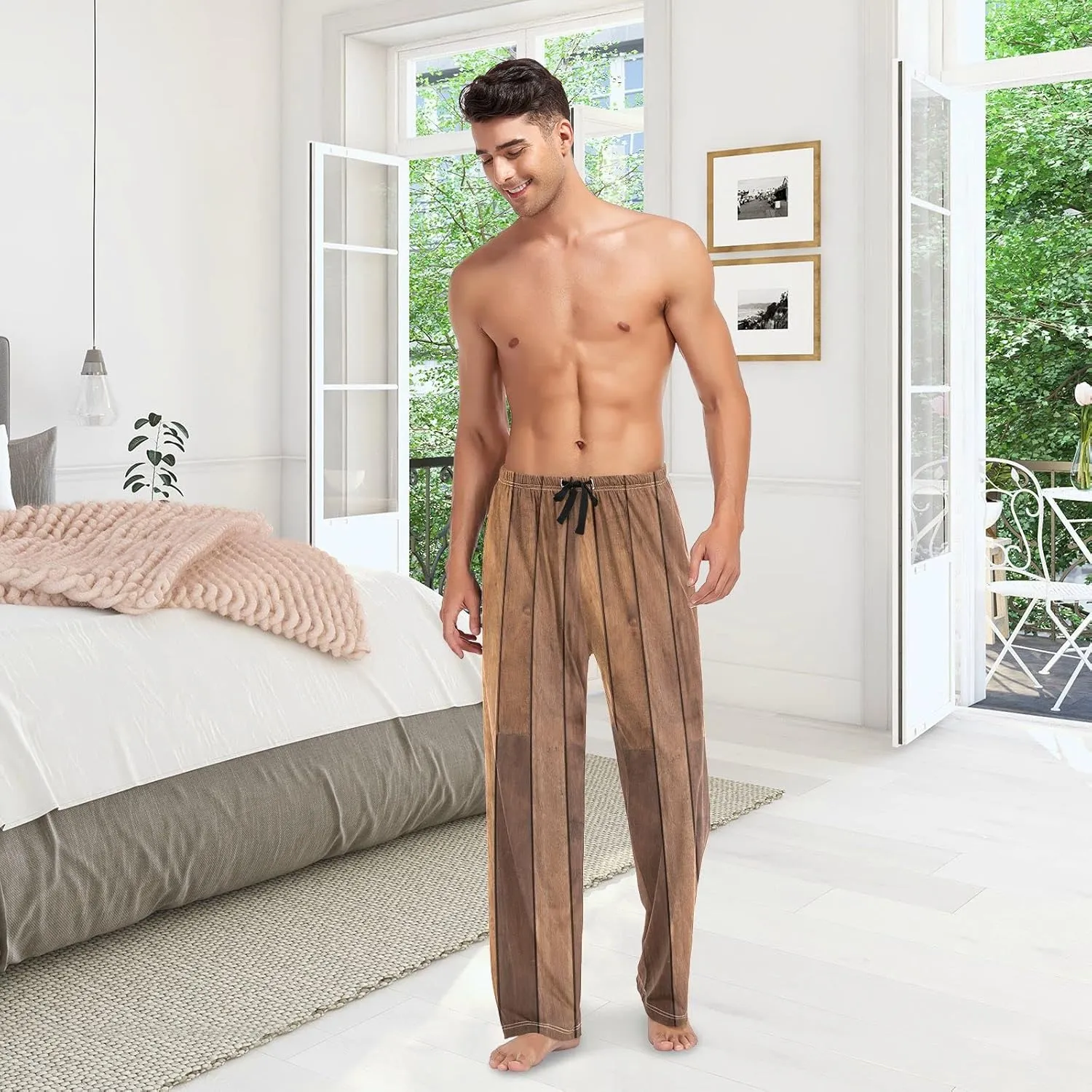 Timber Wood Oak Wooden Pattern Men's Pajama Pants Sleepwear Lounge Pajama Bottoms