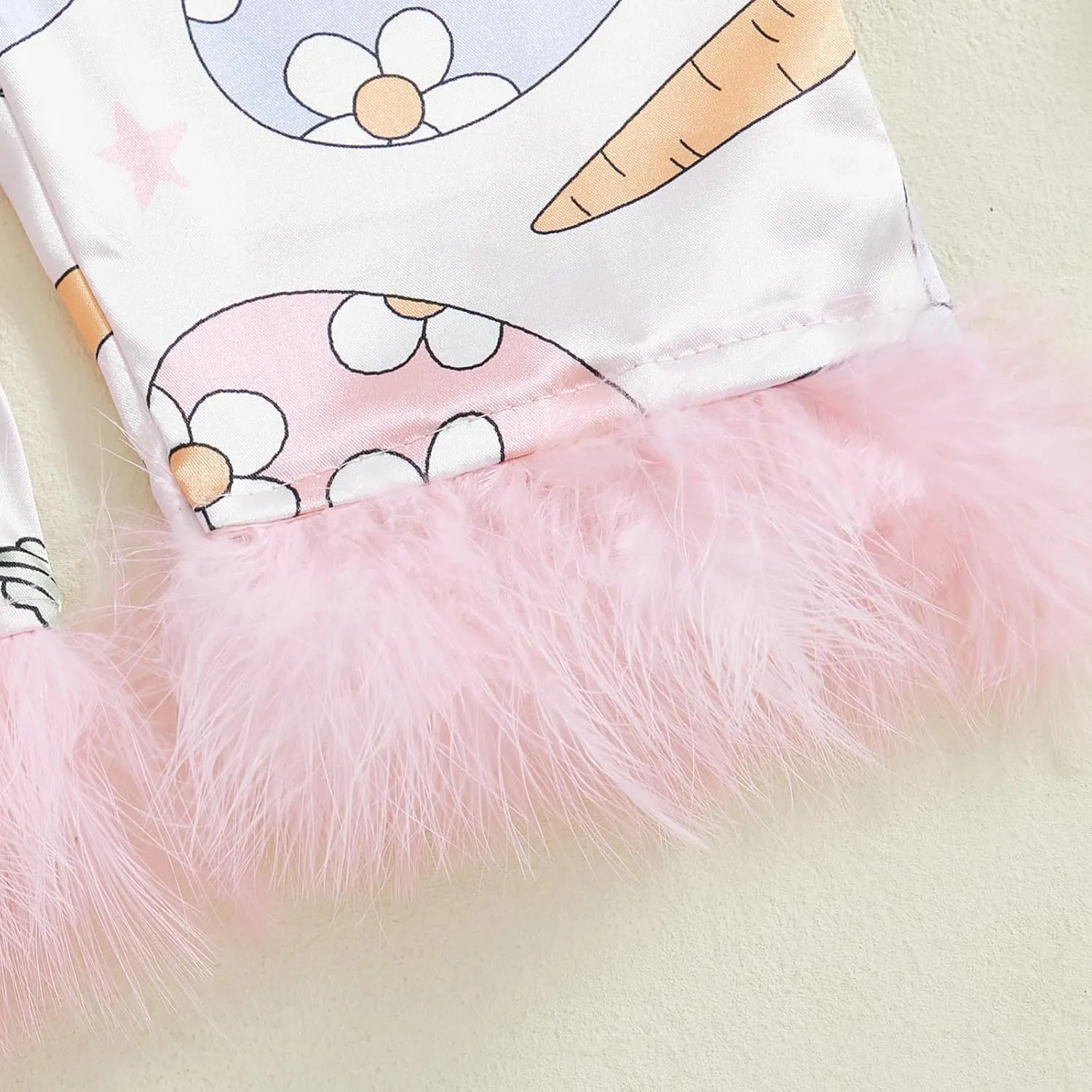Toddler Baby Girl Boy Easter Satin Pajamas Set Cute Bunny Long Sleeve Button-up Shirt Top Long Pants Sleepwer