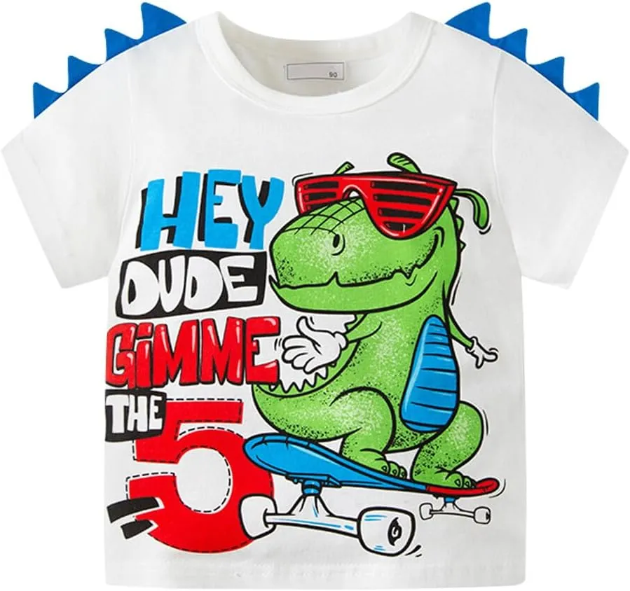 Toddler Boys Shirts Short-Sleeve Boys' Tops, Tees & Shirts Cotton Boys T Shirts Graphic Tees for 2-7 Years