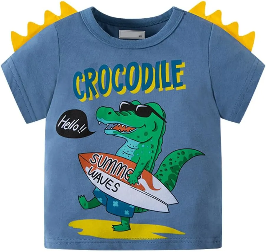 Toddler Boys Shirts Short-Sleeve Boys' Tops, Tees & Shirts Cotton Boys T Shirts Graphic Tees for 2-7 Years