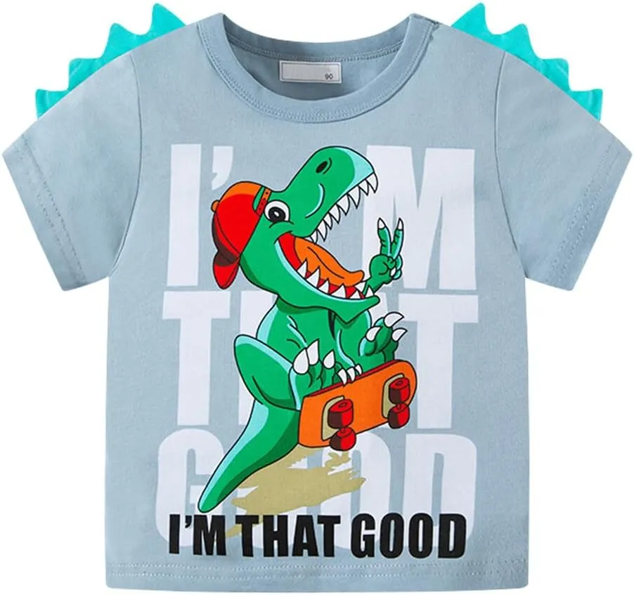 Toddler Boys Shirts Short-Sleeve Boys' Tops, Tees & Shirts Cotton Boys T Shirts Graphic Tees for 2-7 Years